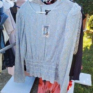 Express Light Blue and Gold  Top